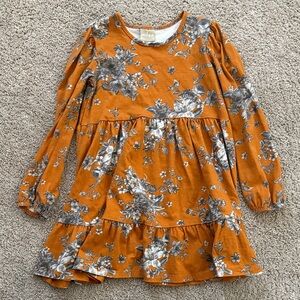 Orange Floral Kids Dress